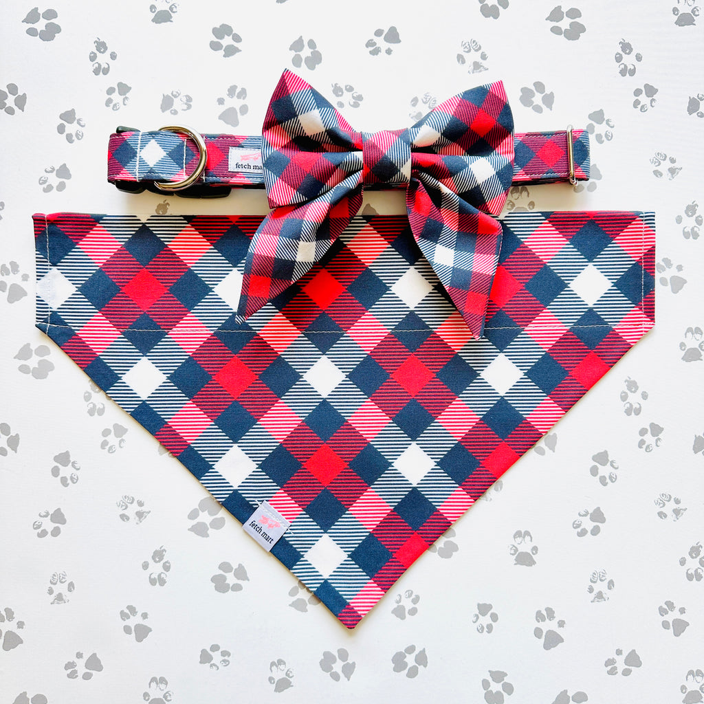 Red, White, & Blue Gingham Bandana