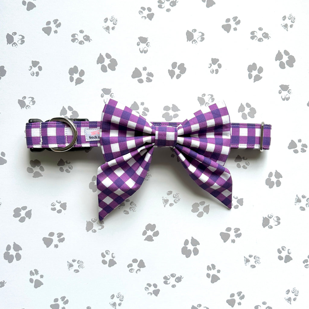 Eggplant Gingham Bow Tie