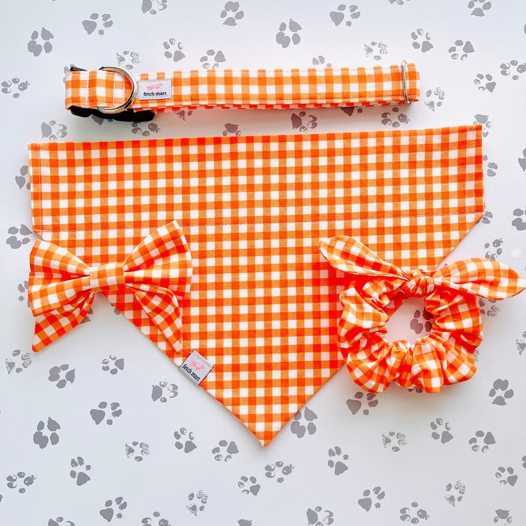 Orange Gingham Bow Tie