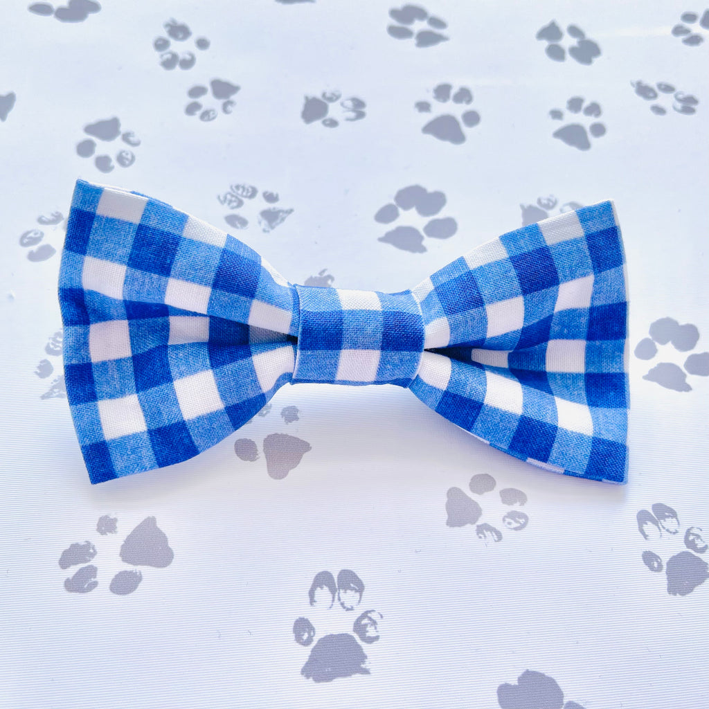 Blue Gingham Bow Tie