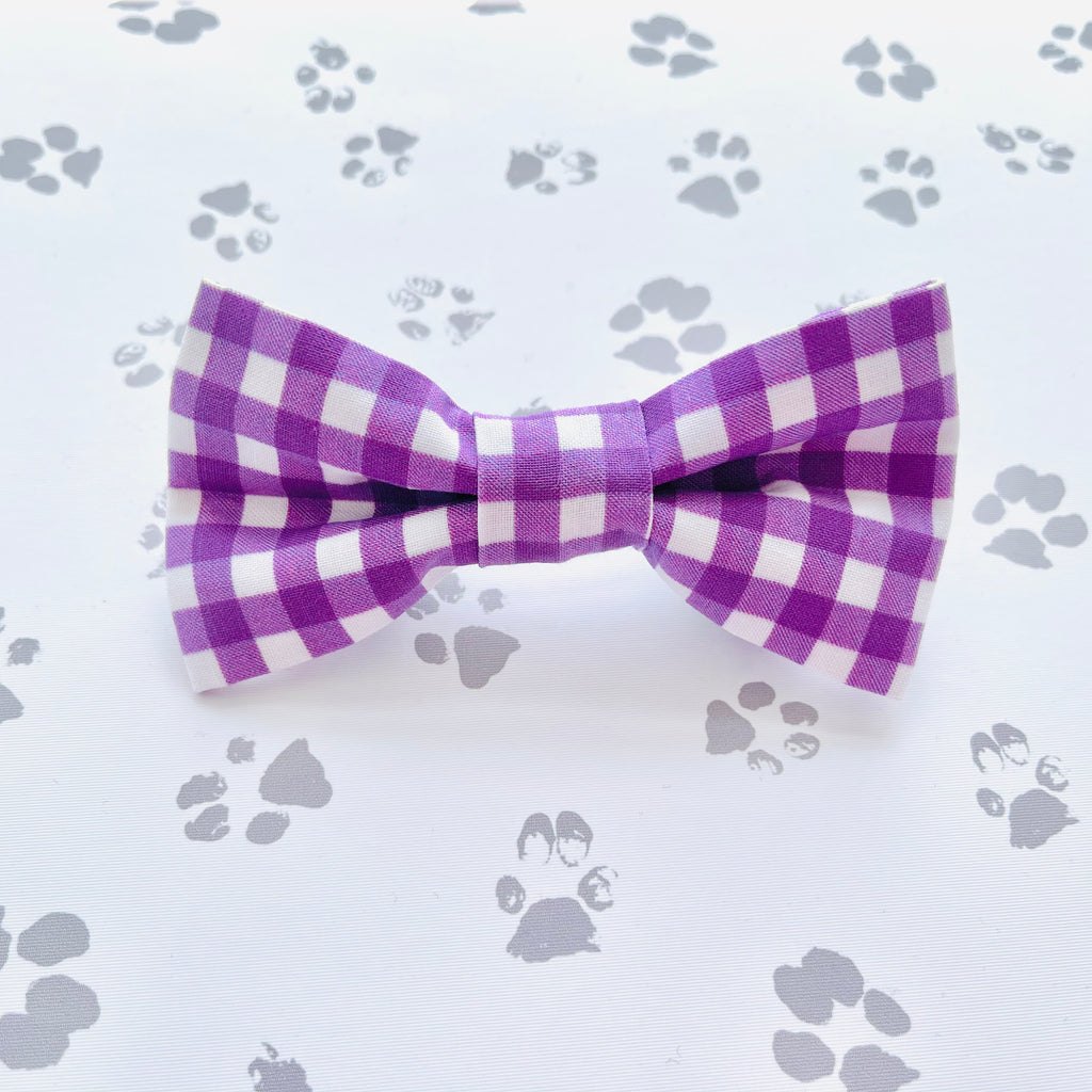 Purple Gingham Bow Tie