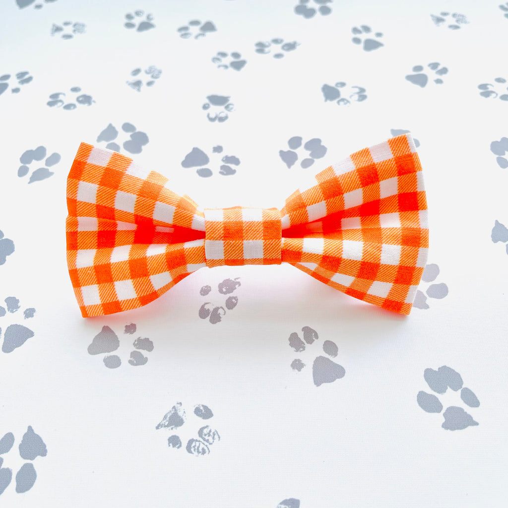 Orange Gingham Bow Tie