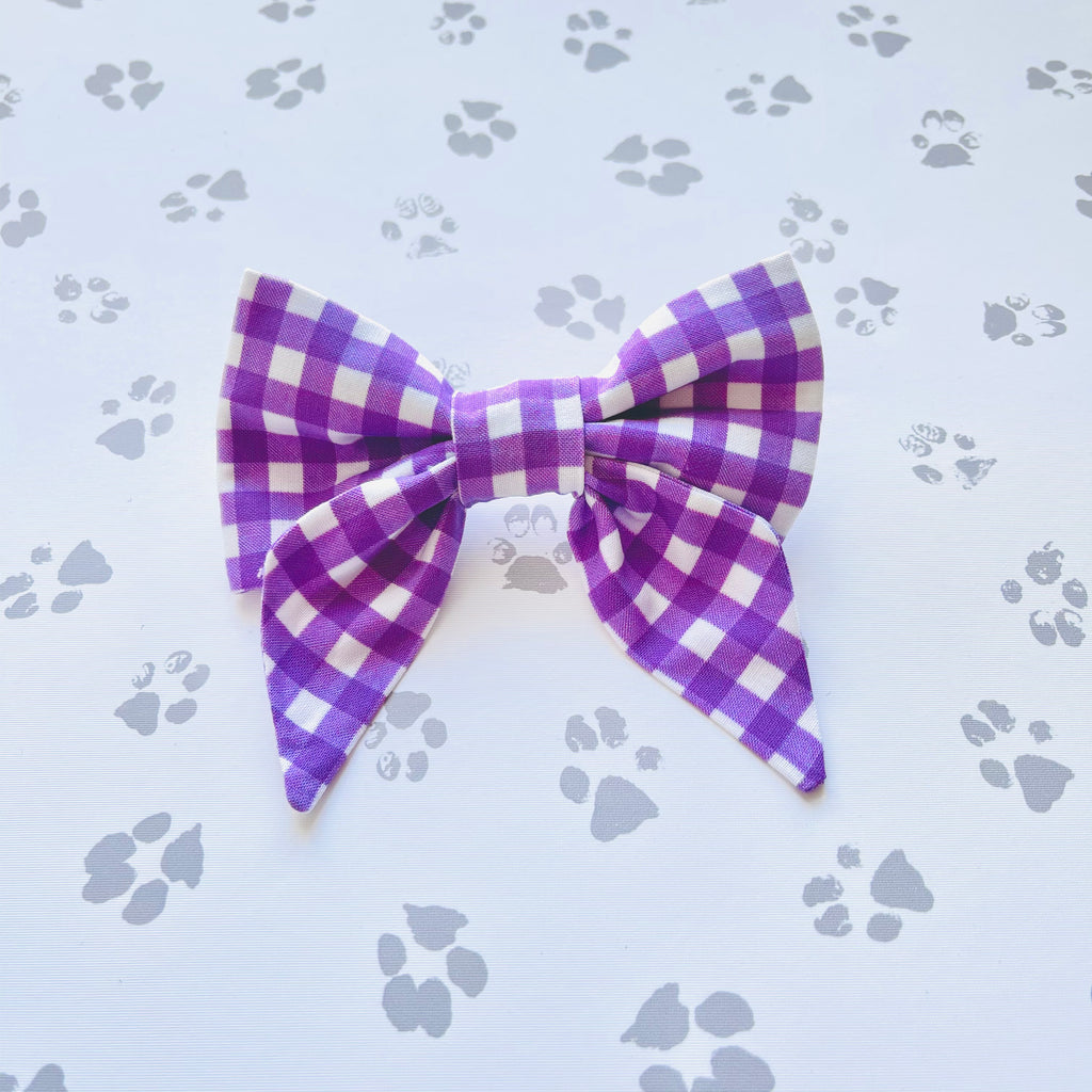 Purple Gingham Sailor Bow