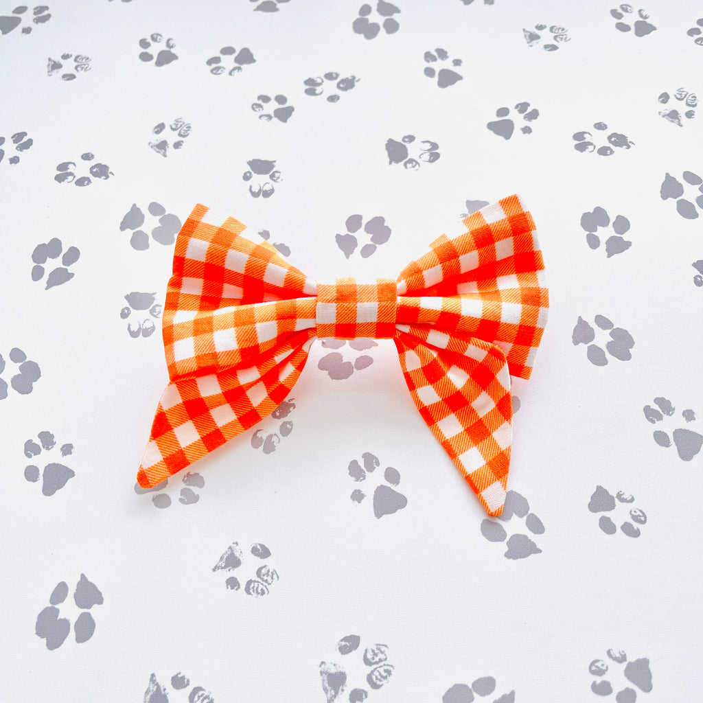 Orange Gingham Sailor Bow